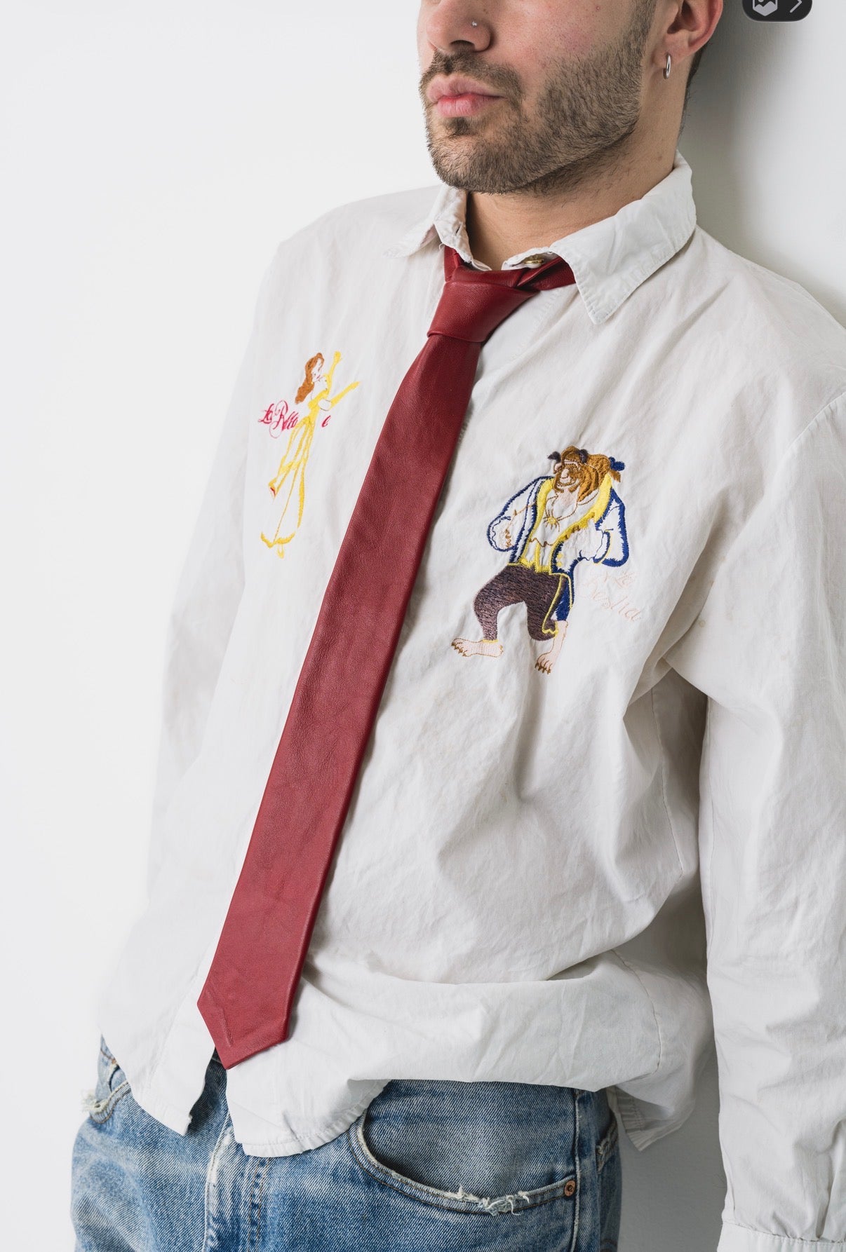 Cherry Red Leather Tie