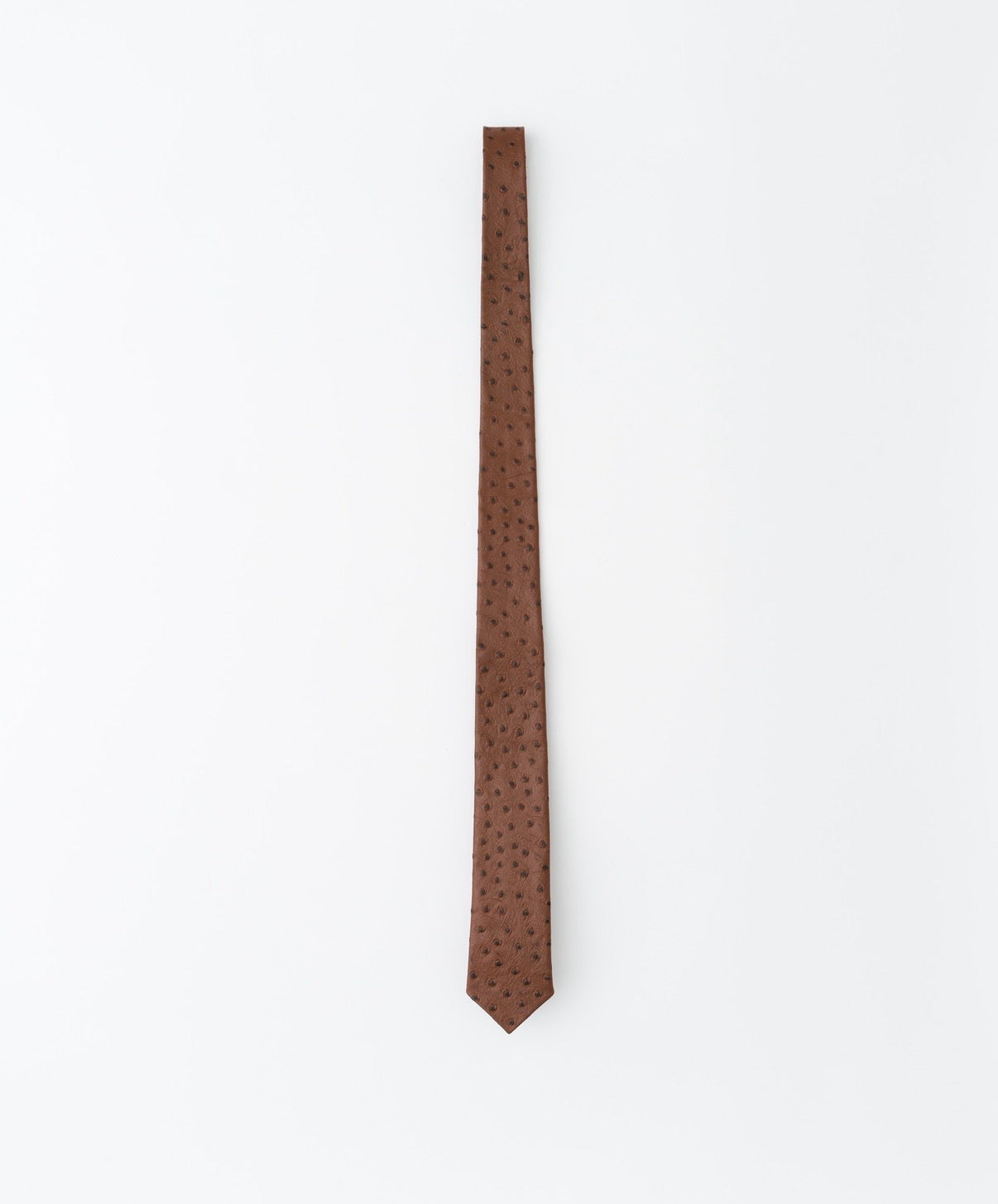 Brown Ostrich Embossed Leather Tie