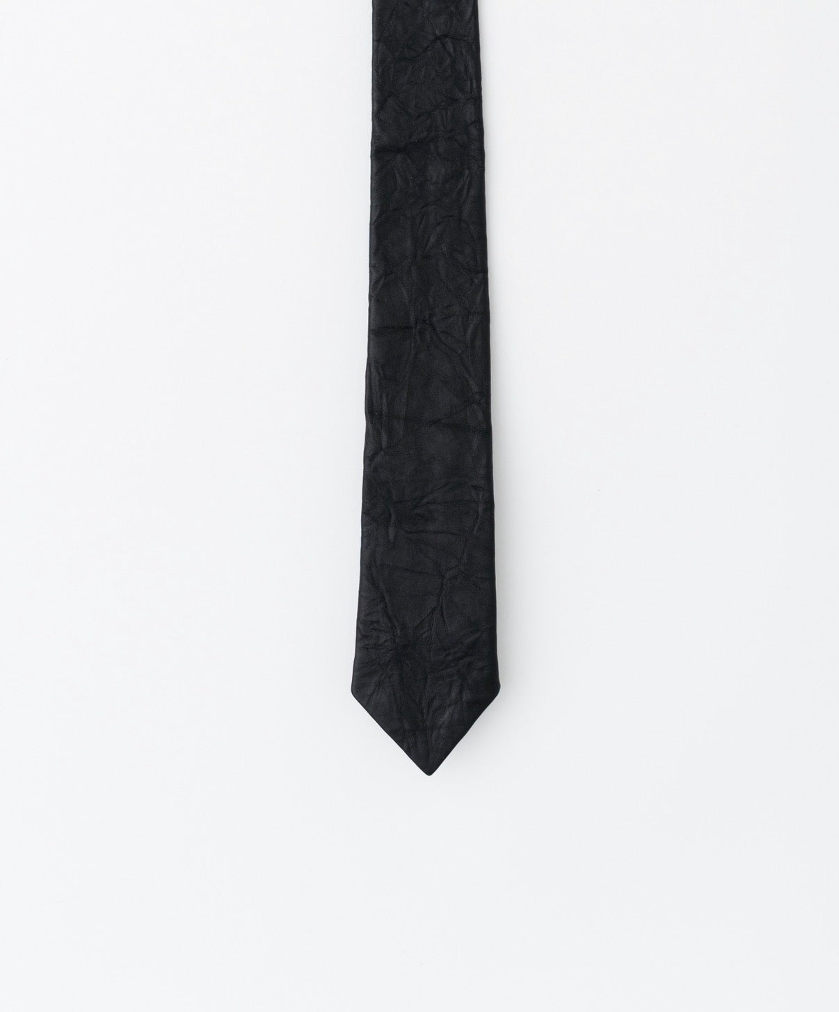 Black Wrinkle Effect Leather Tie