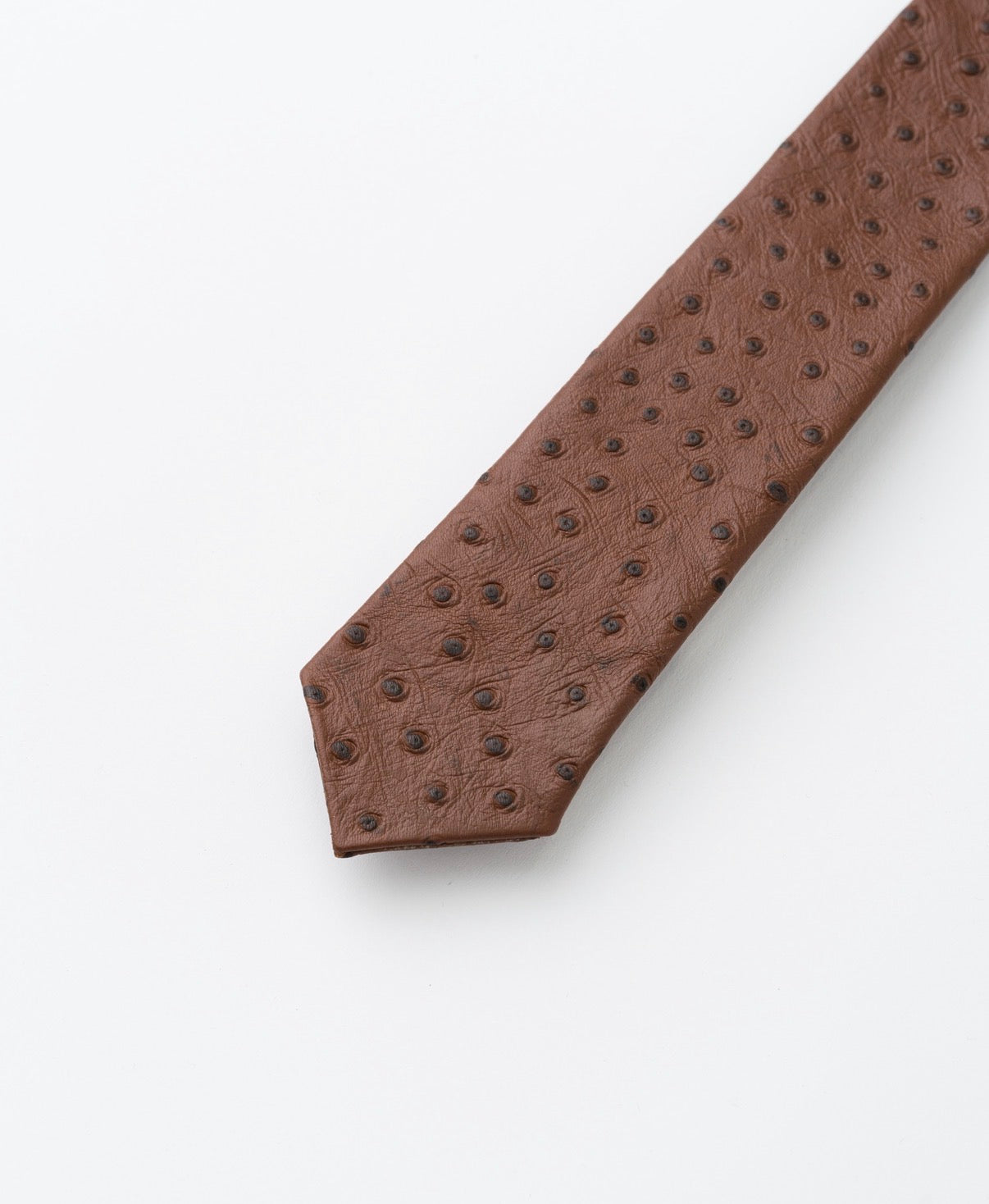 Brown Ostrich Embossed Leather Tie