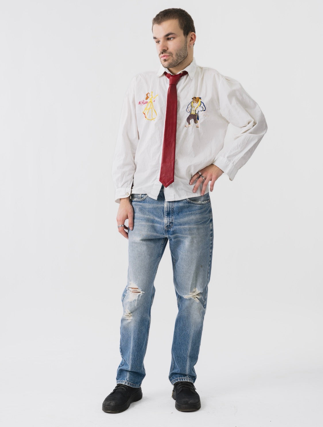 Cherry Red Leather Tie