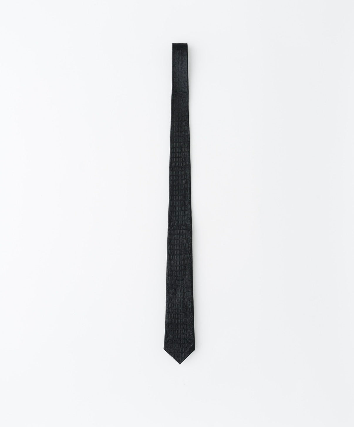 Black Crocodile Embossed Leather Tie