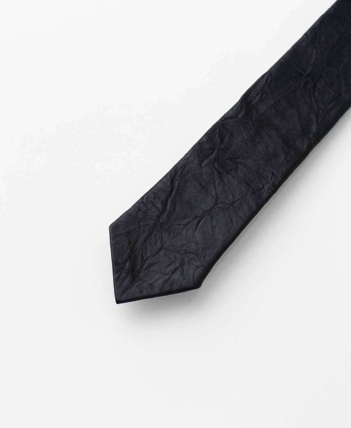 Black Wrinkle Effect Leather Tie