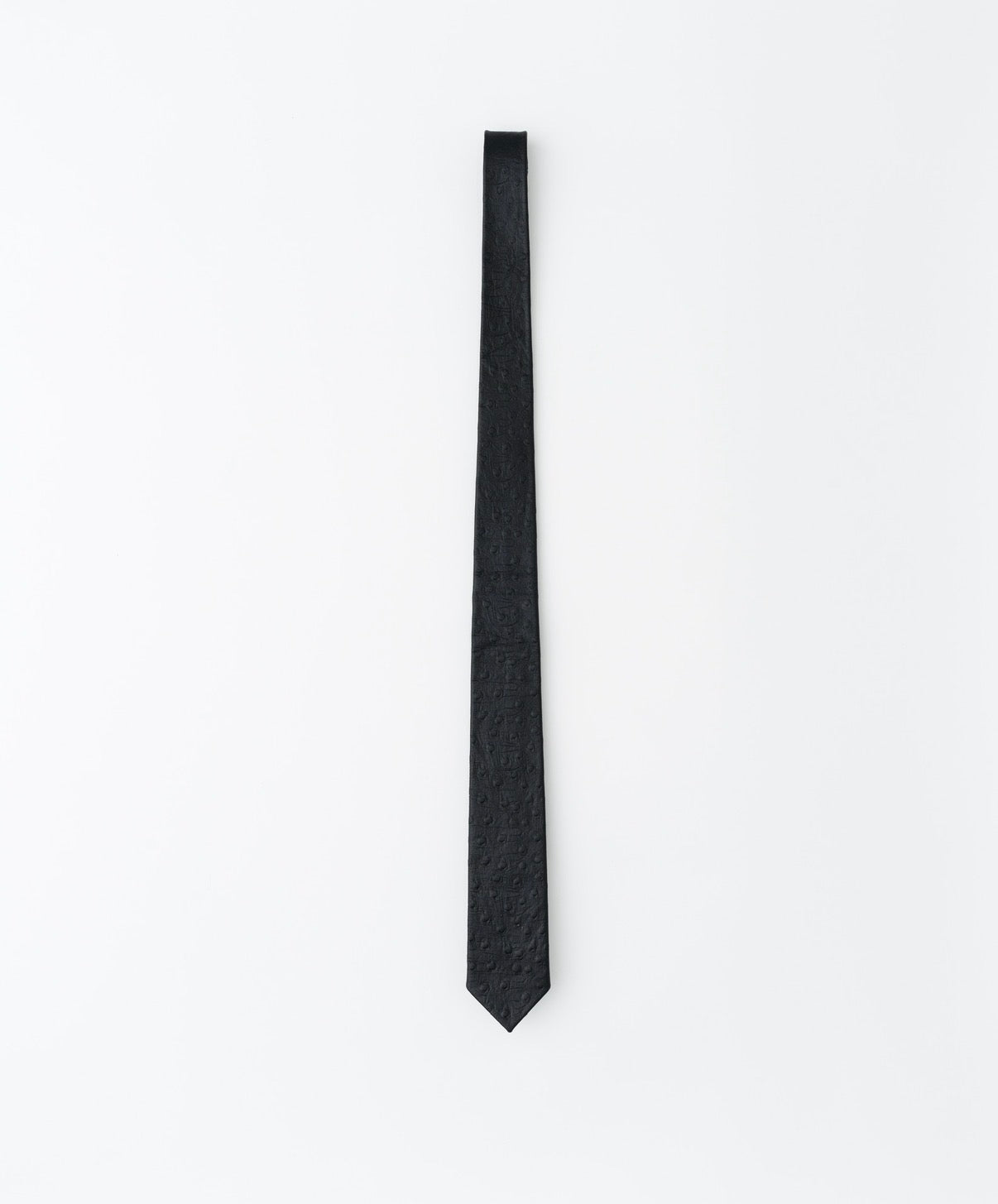 Black Ostrich Embossed Leather Tie